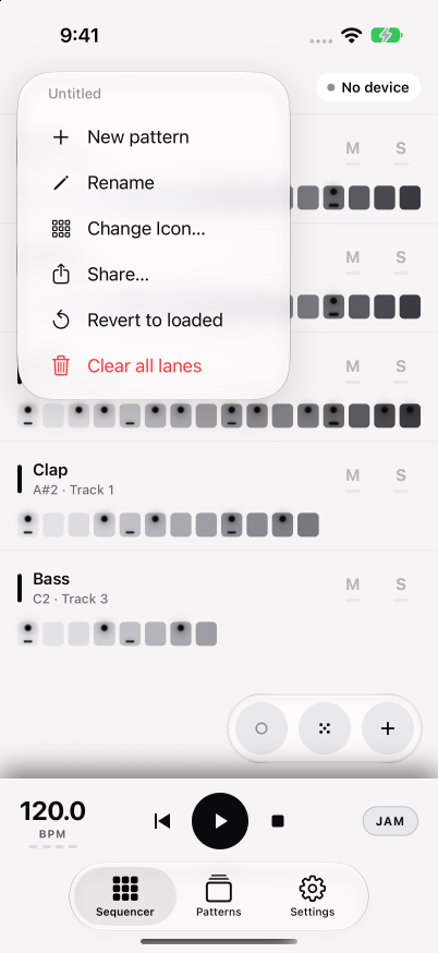 Pattern menu, main (07d5aab)